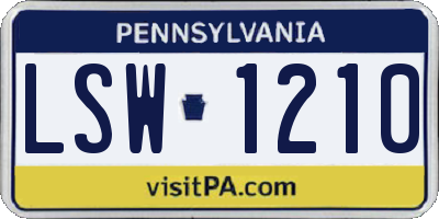 PA license plate LSW1210