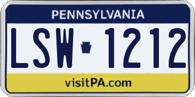 PA license plate LSW1212