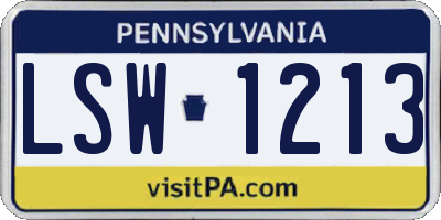 PA license plate LSW1213
