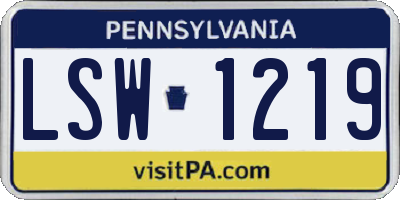 PA license plate LSW1219