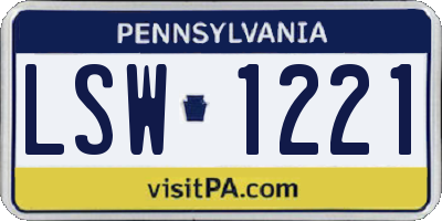 PA license plate LSW1221