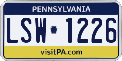 PA license plate LSW1226