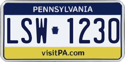 PA license plate LSW1230