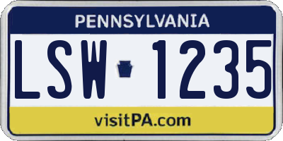 PA license plate LSW1235