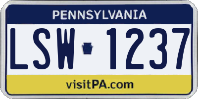 PA license plate LSW1237