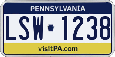 PA license plate LSW1238