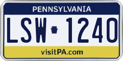 PA license plate LSW1240