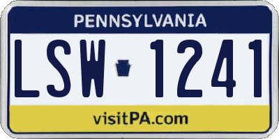 PA license plate LSW1241