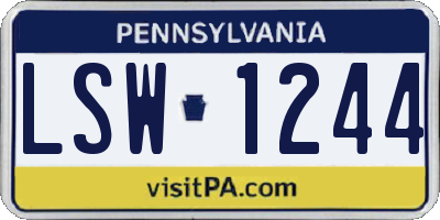 PA license plate LSW1244