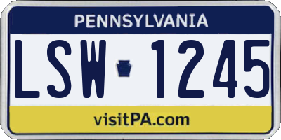 PA license plate LSW1245