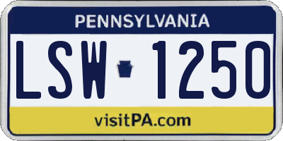 PA license plate LSW1250