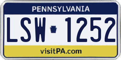 PA license plate LSW1252