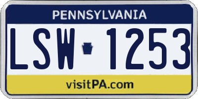 PA license plate LSW1253