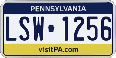 PA license plate LSW1256