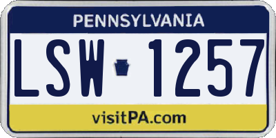 PA license plate LSW1257