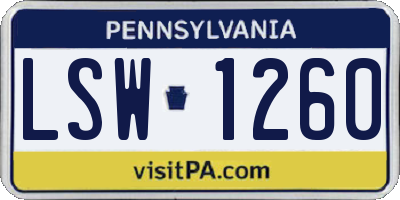 PA license plate LSW1260