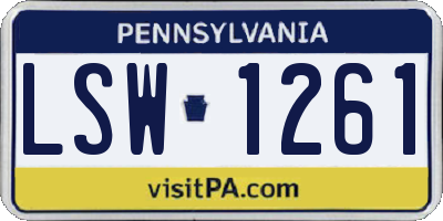PA license plate LSW1261