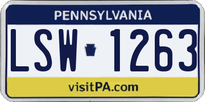 PA license plate LSW1263