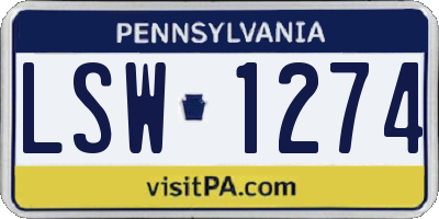 PA license plate LSW1274