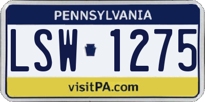 PA license plate LSW1275