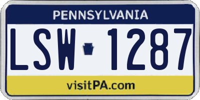 PA license plate LSW1287