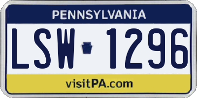 PA license plate LSW1296