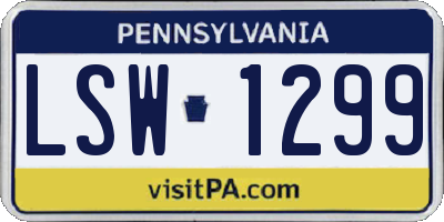 PA license plate LSW1299