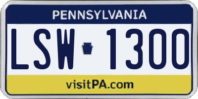 PA license plate LSW1300