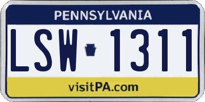 PA license plate LSW1311