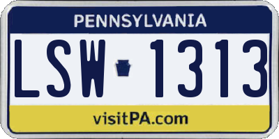 PA license plate LSW1313