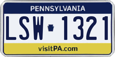 PA license plate LSW1321