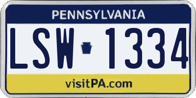 PA license plate LSW1334