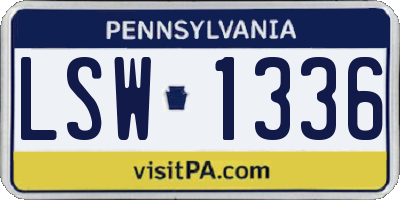 PA license plate LSW1336