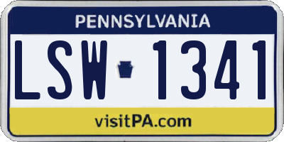 PA license plate LSW1341