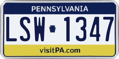 PA license plate LSW1347