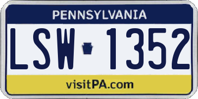 PA license plate LSW1352