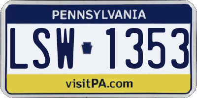 PA license plate LSW1353