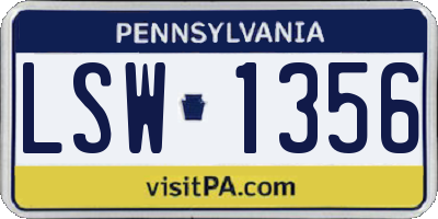 PA license plate LSW1356
