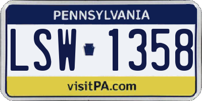 PA license plate LSW1358
