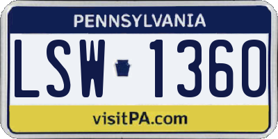 PA license plate LSW1360