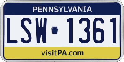 PA license plate LSW1361
