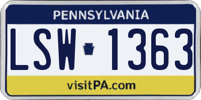 PA license plate LSW1363