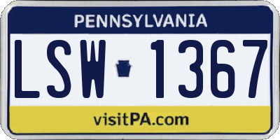 PA license plate LSW1367