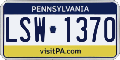 PA license plate LSW1370