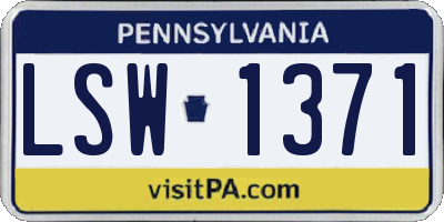 PA license plate LSW1371