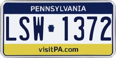 PA license plate LSW1372