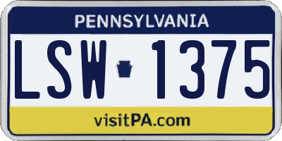 PA license plate LSW1375