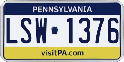 PA license plate LSW1376