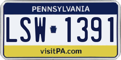 PA license plate LSW1391