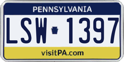 PA license plate LSW1397